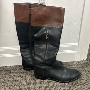 Black and Brown Tall Leather Boots